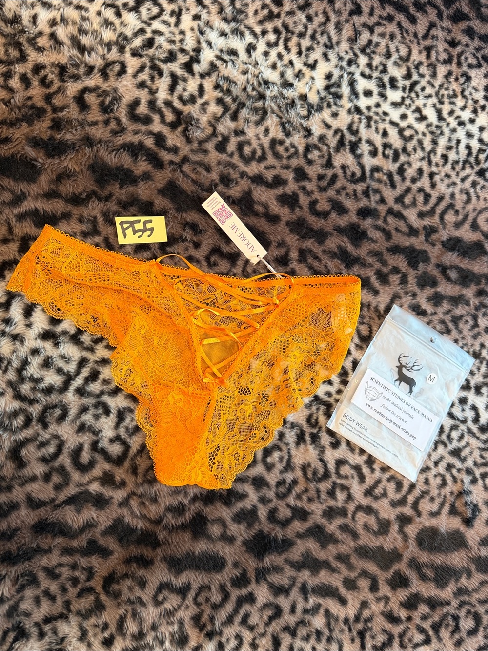 Adore Me Bright Orange Lace back Bikini Panty p55